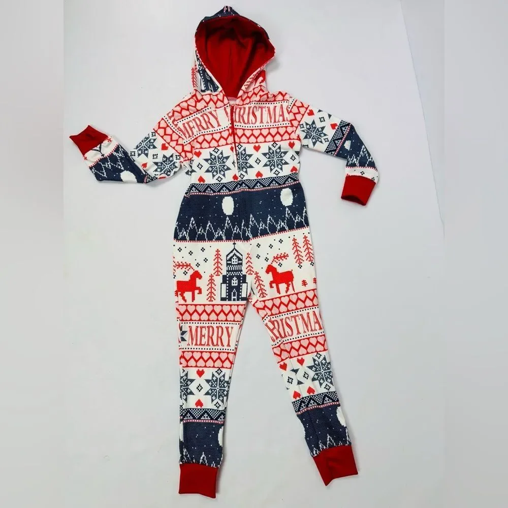 NEW Hooded Onesie Christmas Pajamas Kids 2/3